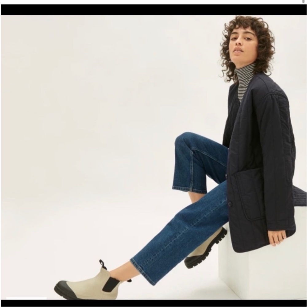 Everlane The Cotton Quilted Jacket‎ Black Button Front Women Chore Coat Thermal - Picture 2 of 8
